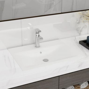 Luxusné keramické umývadlo, obdĺžnik, biele, otvor na batériu 60x46 cm