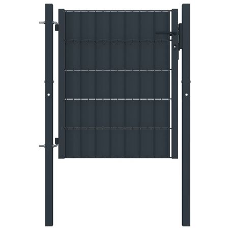 Plotová brána, PVC a oceľ 100x101 cm, antracitová 