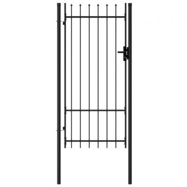 Jednokrídlová plotová brána s hrotmi, oceľ 1x2 m, čierna