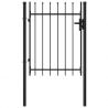 Jednokrídlová plotová brána s hrotmi, oceľ 1x1,2 m, čierna