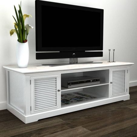 TV stolík, biely, drevo