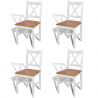 Jedálenské stoličky 4 ks, biele, borovicové drevo