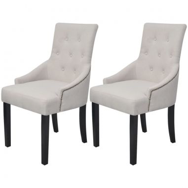 Jedálenské stoličky 2 ks, krémovo sivé, látka