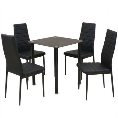5-dielny set jedálenského stola a stoličiek, čierny 