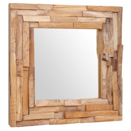 Dekoratívne zrkadlo z teakového dreva, 60x60 cm, štvorcové