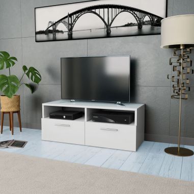 TV stolík z drevotriesky, 95x35x36 cm, biely 