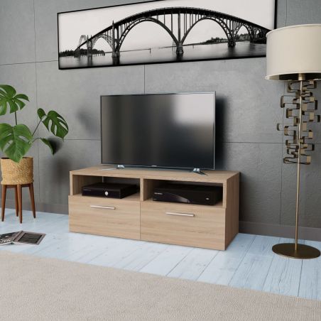 TV stolík z drevotriesky, 95x35x36 cm, dubová farba 