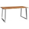 Jedálenský stôl 160x80x75 cm masívne akáciové drevo a nehrdzavejúca oceľ