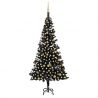 Osvetlený umelý vianočný stromček s guľami, čierny 240 cm, PVC