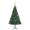 Osvetlený umelý vianočný stromček s guľami, zelený 180 cm, PVC