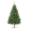 Osvetlený umelý vianočný stromček s guľami 210 cm, zelený