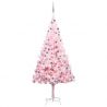 Osvetlený umelý vianočný stromček s guľami, ružový 240 cm, PVC
