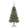 Osvetlený umelý vianočný stromček s guľami 150 cm