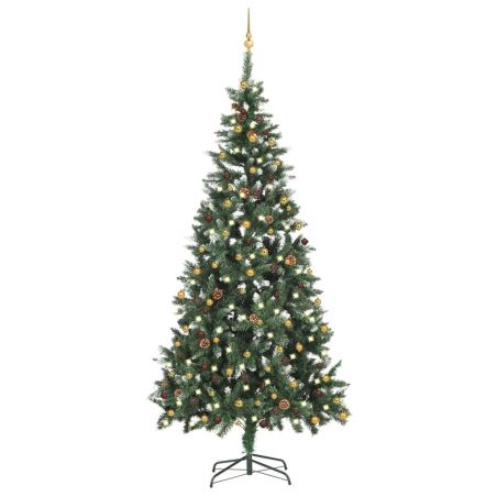 Umelý vianočný stromček s LED a súpravou gulí 210 cm 