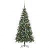 Osvetlený umelý vianočný stromček s guľami 210 cm