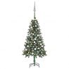 Osvetlený umelý vianočný stromček s guľami a šiškami 150 cm