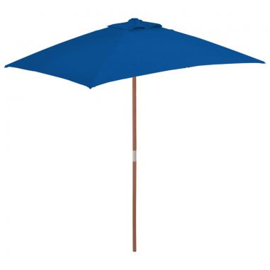 Vonkajší slnečník s drevenou tyčou modrý 150x200 cm