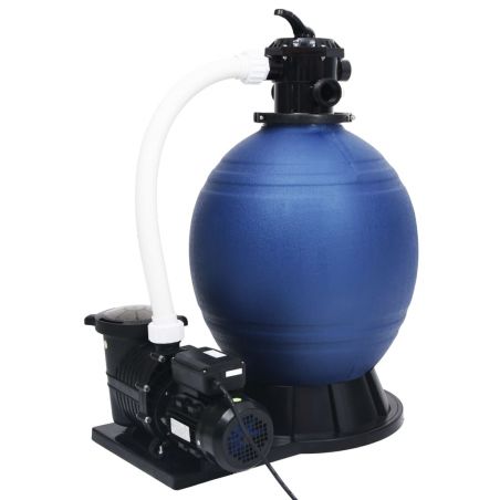 Pieskový filter so 7-cestným ventilom a 1 000 W čerpadlom modro-čierny