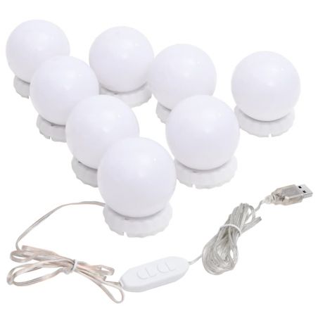 Zrkadlové svetlá s 8 LED žiarovkami teplá biela a studená biela