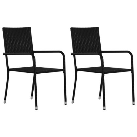 Vonkajšie jedálenské stoličky 2 ks, čierne, polyratan