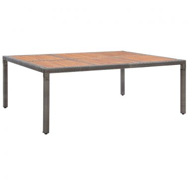 Záhradný stôl, sivý 200x150x74 cm, polyratan a akáciové drevo