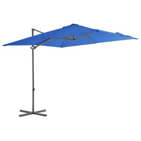 Závesný slnečník s oceľovou tyčou azúrovo-modrý 250x250 cm