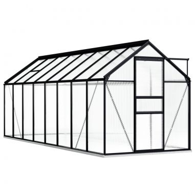 Hliníkový skleník s podkladovým rámom, antracitový 9,31 m²