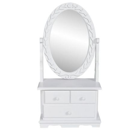 Toaletný stolík s oválnym polohovateľným zrkadlom, MDF 