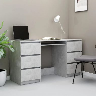 Písací stôl, betónovo sivý 140x50x77 cm, drevotrieska