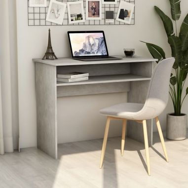 Písací stôl, betónovo sivý 90x50x74 cm, drevotrieska