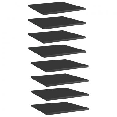 Prídavné police 8 ks, lesklé čierne 40x40x1,5 cm, drevotrieska