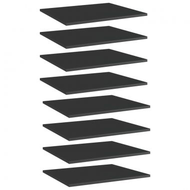 Prídavné police 8 ks, lesklé čierne 60x50x1,5 cm, drevotrieska