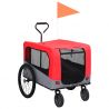 Vozík pre domáce zvieratá na bicykel/beh 2-v-1, červeno sivý