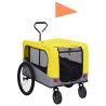 Vozík pre domáce zvieratá na bicykel/beh 2-v-1, žlto sivý