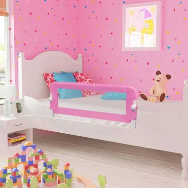 Zábrana na detskú posteľ, ružová 120x42 cm, polyester