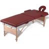 Červený skladací masážny stôl s 2 zónami a dreveným rámom
