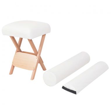 Sklápacia masérska stolička s 12 cm hrubým sedadlom a 2 podložkami biela