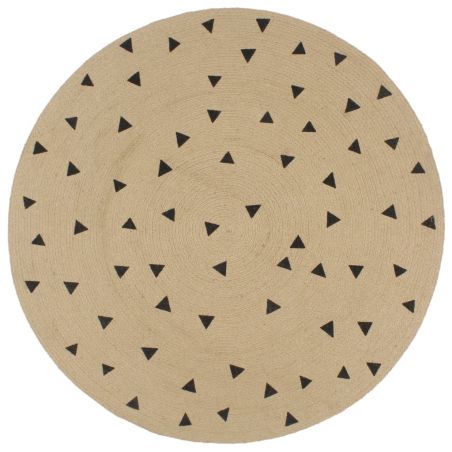 Ručne vyrobený jutový koberec s potlačou trojuholníkov 150 cm