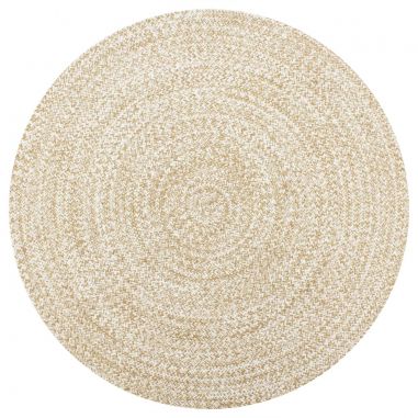Ručne vyrobený jutový koberec biely a prírodný 150 cm