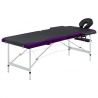 Skladací masážny stôl, 2 zóny, hliník, čierno fialový