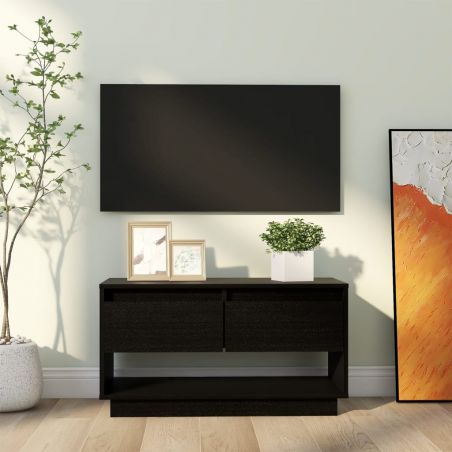 TV skrinka čierna 74x34x40 cm masívna borovica