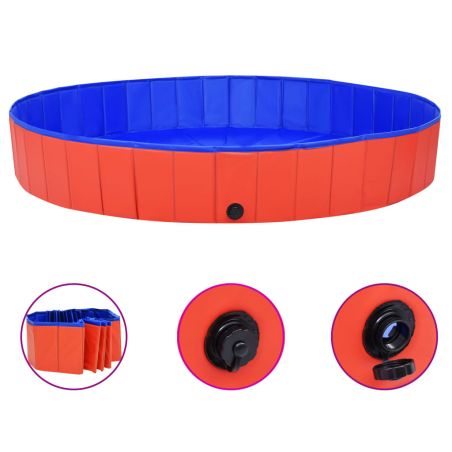 Skladací bazén pre psov červený 200x30 cm PVC
