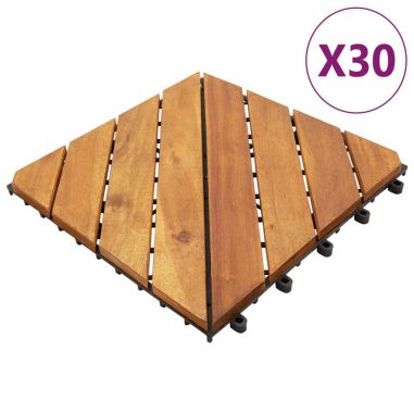 Podlahové dlaždice 30 ks hnedé 30x30 cm masívne akáciové drevo