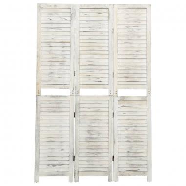 3-panelový paraván starožitný biely 105x165 cm drevený