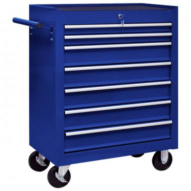 Dielenský vozík na náradie so 7 zásuvkami modrý