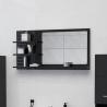 Kúpeľňové zrkadlo, lesklé čierne 90x10,5x45cm, kompozitné drevo