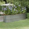 Vyvýšený záhradný záhon práškovaná oceľ 296x80x68 cm strieborný