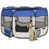 Skladacia ohrádka pre psa s prenosnou taškou modrá 110x110x58 cm
