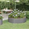 Vyvýšený záhradný záhon práškovaná oceľ 140x140x36 cm sivý