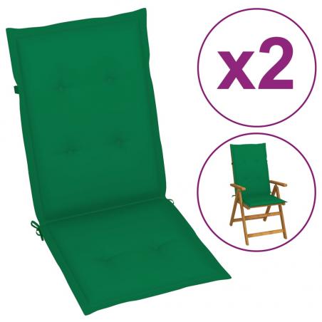 Podložky na záhradné stoličky 2 ks, zelené 120x50x3 cm